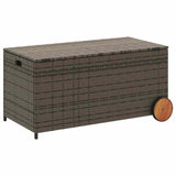Garden Storage Box with Wheels Grey 190L Poly Rattan - Rear View