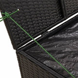 Garden Storage Box Black 291L Poly Rattan - Low Angle