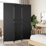 Room Divider 3 Panels Black Poly Rattan - Side View