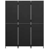 Room Divider 3 Panels Black Poly Rattan