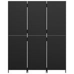 Room Divider 3 Panels Black Poly Rattan