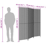 Room Divider 3 Panels Black Poly Rattan