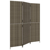 Room Divider 3 Panels Grey Poly Rattan - Front View