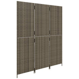 Room Divider 3 Panels Grey Poly Rattan - Top-Down View