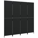 Room Divider 4 Panels Black Poly Rattan - Top-Down View