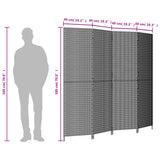 Room Divider 4 Panels Black Poly Rattan - Extra Image