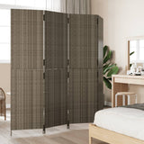 Room Divider 4 Panels Grey Poly Rattan - Side View