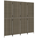 Room Divider 4 Panels Grey Poly Rattan - Top-Down View