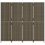 Room Divider 4 Panels Grey Poly Rattan
