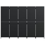 Room Divider 5 Panels Black Poly Rattan