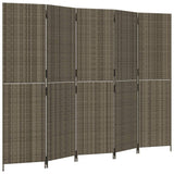 Room Divider 5 Panels Grey Poly Rattan - Front View