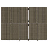Room Divider 5 Panels Grey Poly Rattan - 45-Degree Angle