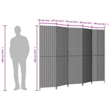 Room Divider 5 Panels Grey Poly Rattan - Extra Image