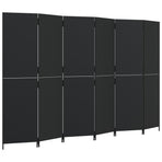 Room Divider 6 Panels Black Poly Rattan
