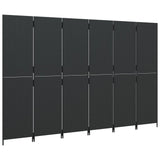Room Divider 6 Panels Black Poly Rattan - Top-Down View
