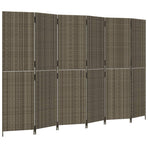 Room Divider 6 Panels Grey Poly Rattan
