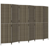 Room Divider 6 Panels Grey Poly Rattan - Front View