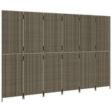 Room Divider 6 Panels Grey Poly Rattan - Top-Down View