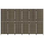Room Divider 6 Panels Grey Poly Rattan