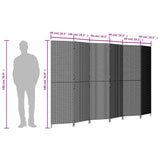 Room Divider 6 Panels Grey Poly Rattan - Extra Image