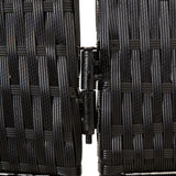 Room Divider 3 Panels Black Poly Rattan - Close-Up Angle