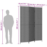 Room Divider 3 Panels Black Poly Rattan