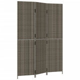 Room Divider 3 Panels Grey Poly Rattan