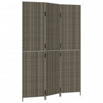Room Divider 3 Panels Grey Poly Rattan