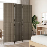 Room Divider 3 Panels Grey Poly Rattan - Side View