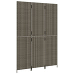 Room Divider 3 Panels Grey Poly Rattan