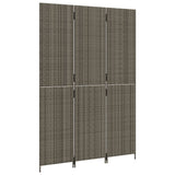 Room Divider 3 Panels Grey Poly Rattan - Top-Down View