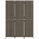 Room Divider 3 Panels Grey Poly Rattan