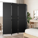 Room Divider 4 Panels Black Poly Rattan - Side View