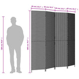 Room Divider 4 Panels Black Poly Rattan