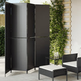 Room Divider 4 Panels Black Poly Rattan