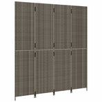 Room Divider 4 Panels Grey Poly Rattan