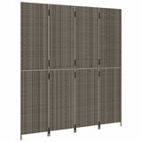 Room Divider 4 Panels Grey Poly Rattan - Top-Down View