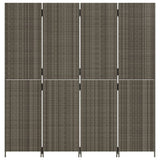 Room Divider 4 Panels Grey Poly Rattan