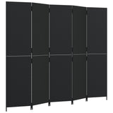 Room Divider 5 Panels Black Poly Rattan - Front View