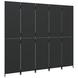 Room Divider 5 Panels Black Poly Rattan - Top-Down View