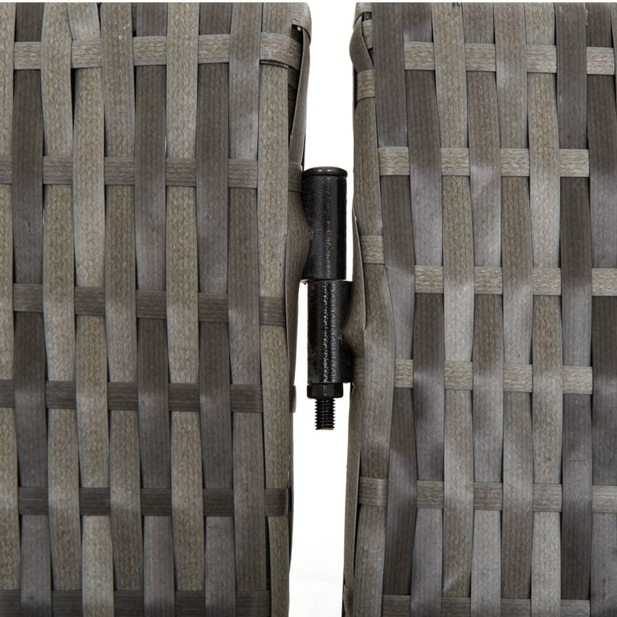 Room Divider 5 Panels Grey Poly Rattan