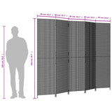 Room Divider 5 Panels Grey Poly Rattan - Extra Image