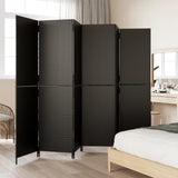 Room Divider 6 Panels Black Poly Rattan - Side View