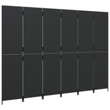 Room Divider 6 Panels Black Poly Rattan - Top-Down View