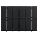 Room Divider 6 Panels Black Poly Rattan