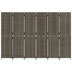 Room Divider 6 Panels Grey Poly Rattan