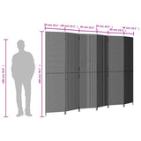 Room Divider 6 Panels Grey Poly Rattan