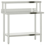 Kitchen Work Table with Overshelf 110x55x120 cm Stainless Steel