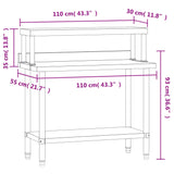 Kitchen Work Table with Overshelf 110x55x120 cm Stainless Steel - Low Angle