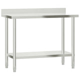Kitchen Work Table with Overshelf 110x55x150 cm Stainless Steel - Side View
